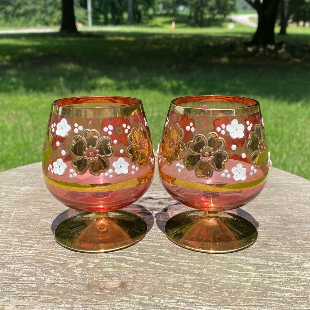 Vintage MCM Bohemia Glam Czech Brandy Crystal Glasses - Picture 4 of 10